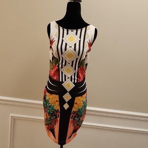 Abstract Multicolor Sleeveless Dress